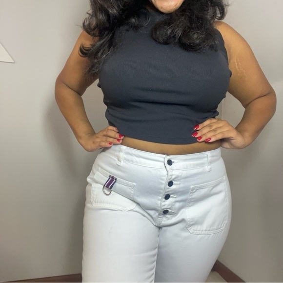 Vintage Tommy Hilfiger jeans mid rise white pants flare leg cropped denim Y2K - Picture 13 of 16